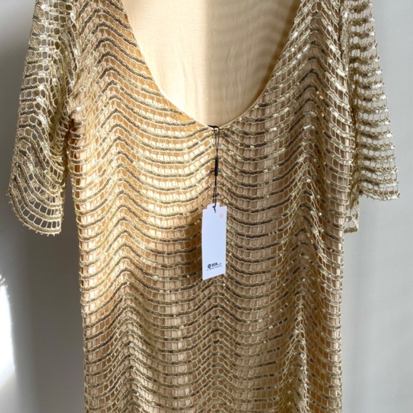 GOLDEN SEQUIN DRESS - Picture 3 of 7